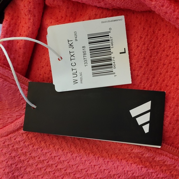 Adidas Women's Ultimate365 Textured Jacket.  Preloved Scarlet Color. Size L - Picture 11 of 13